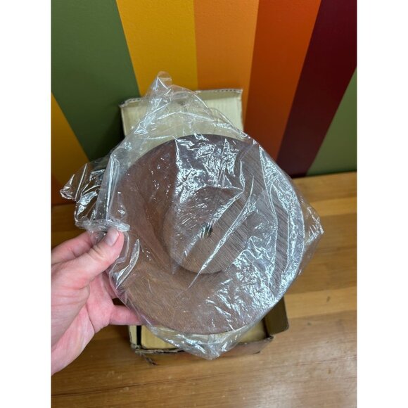 Vintage wooden tree and ceramic brown mugs drip glaze - Picture 5 of 6